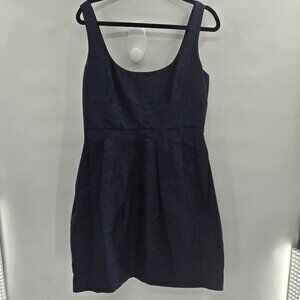 Elie Tahari Dark Blue Black Sleeveless Jacquard A-Line Sheath Knee Length